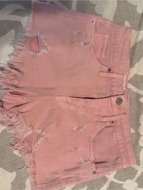 Mossimo Supply Co. Pink Distressed Frayed High Rise Denim Shorts